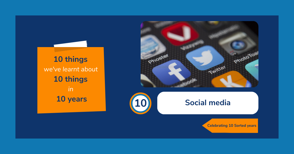 A Sorted Communications branded image with social media icons and focused on the title 'social media'.