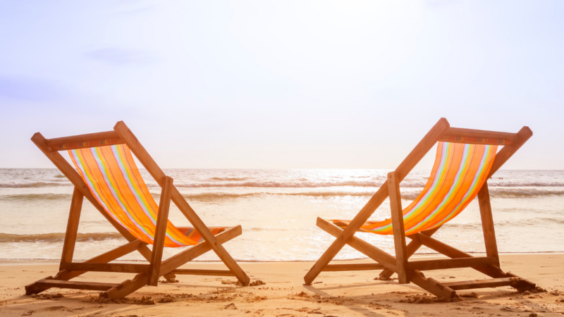 Deckchairs on beach